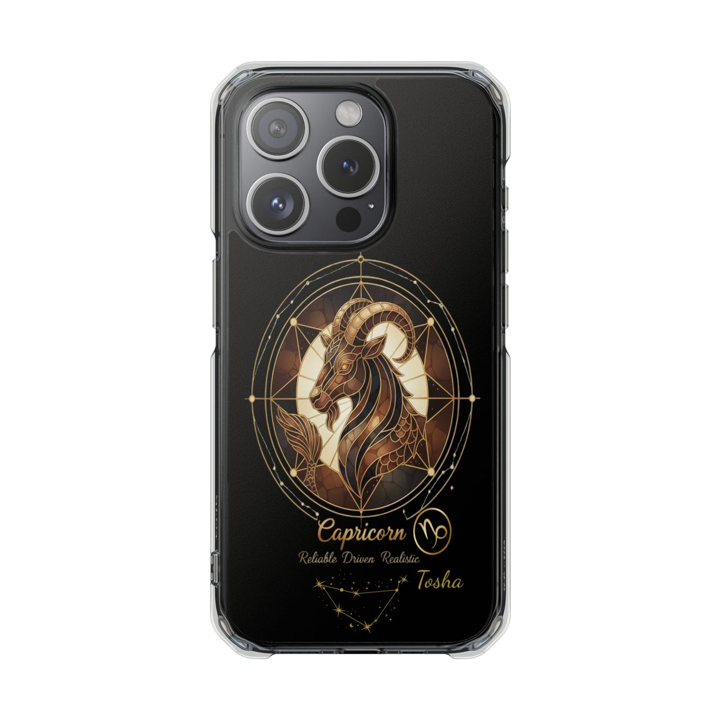 Zodiac iPhone 15 | 15 Pro | 15 Plus | 15 Max Case MagSafe: Faux Stained Glass, Personalized Name
