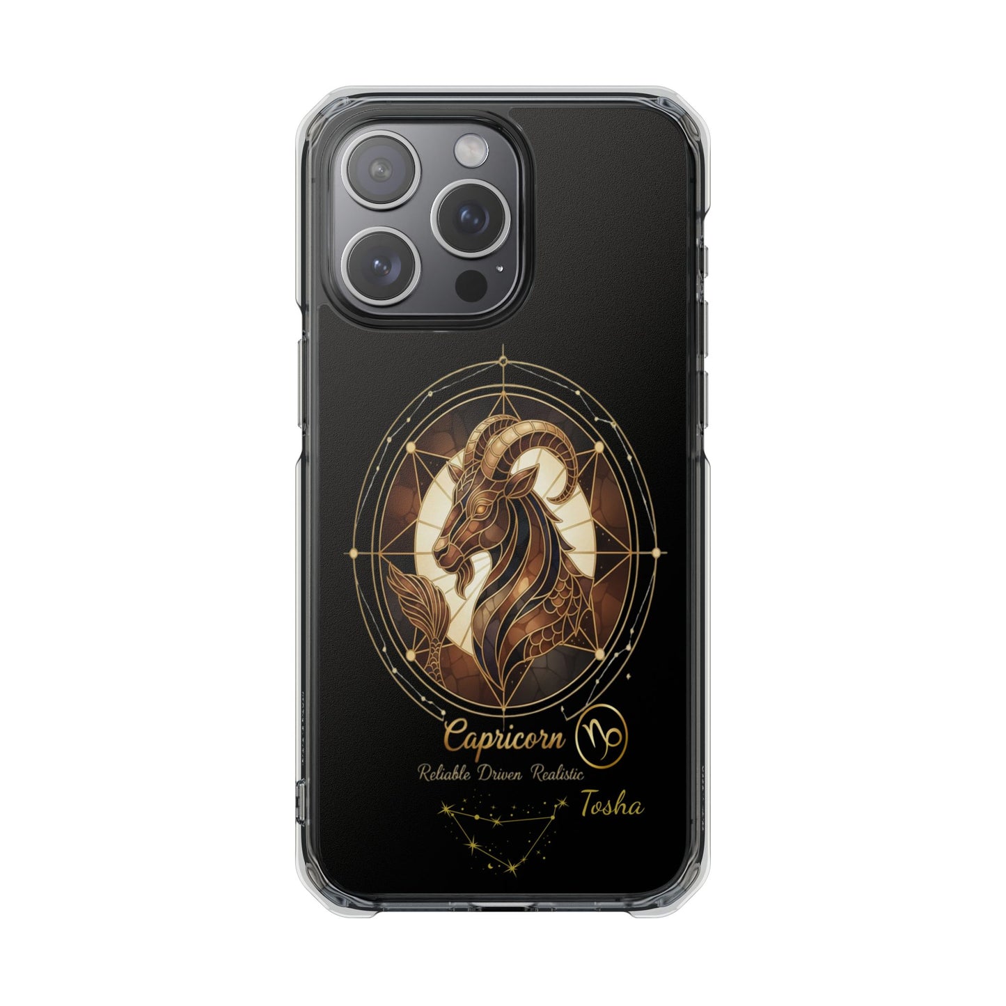 Zodiac iPhone 15 | 15 Pro | 15 Plus | 15 Max Case MagSafe: Faux Stained Glass, Personalized Name