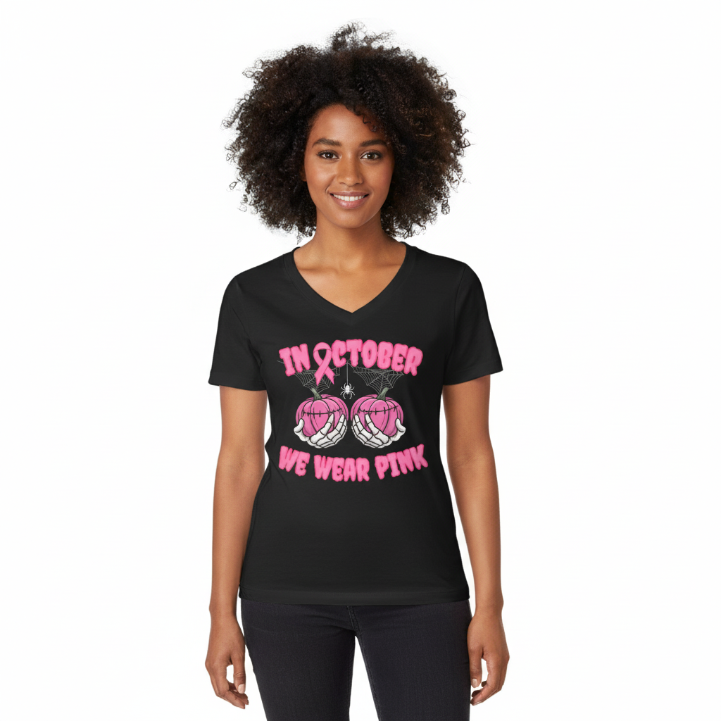 In October We Wear Pink Pumpkin Shirt | Breast Cancer Awareness Tee & Sweatshirt  | Breast Cancer Pink Ribbon Shirt