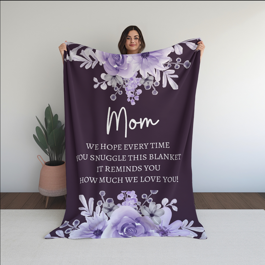 “Mom” Velveteen Plush Blanket | A Gift Worth Snuggling Into