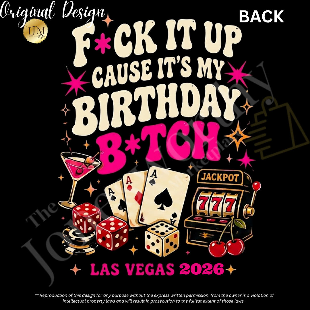 Birthday Queen Las Vegas 2026 | Black Queen Birthday BTrip Shirt | Front & Back Graphic | Gildan® 8000 DryBlend® Unisex T-Shirt