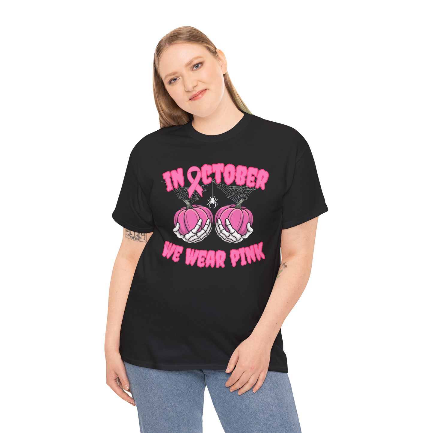 In October We Wear Pink Pumpkin Shirt | Breast Cancer Awareness Tee & Sweatshirt  | Breast Cancer Pink Ribbon Shirt