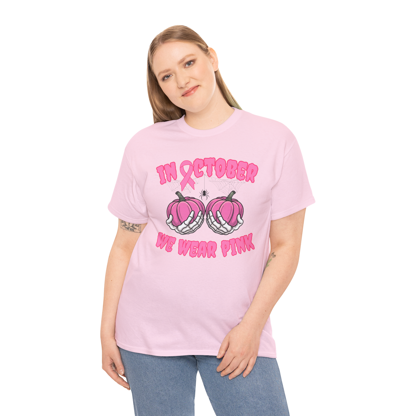 In October We Wear Pink Pumpkin Shirt | Breast Cancer Awareness Tee & Sweatshirt  | Breast Cancer Pink Ribbon Shirt