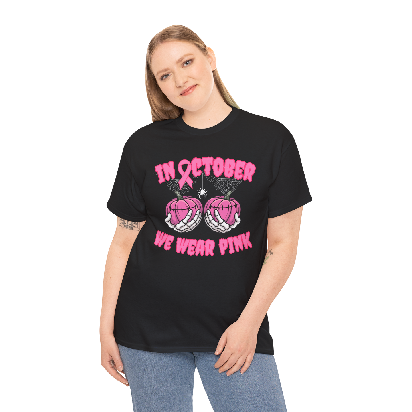 In October We Wear Pink Pumpkin Shirt | Breast Cancer Awareness Tee & Sweatshirt  | Breast Cancer Pink Ribbon Shirt