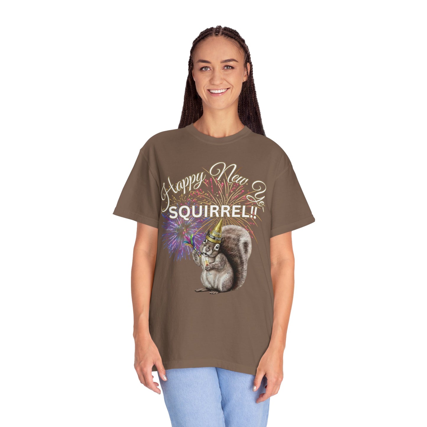 Happy New Year SQUIRREL Shirt Funny Distraction Tee Cute Squirrel New Years Eve Shirt Animal Lover Gift Festive Comfort Colors T Shirt
