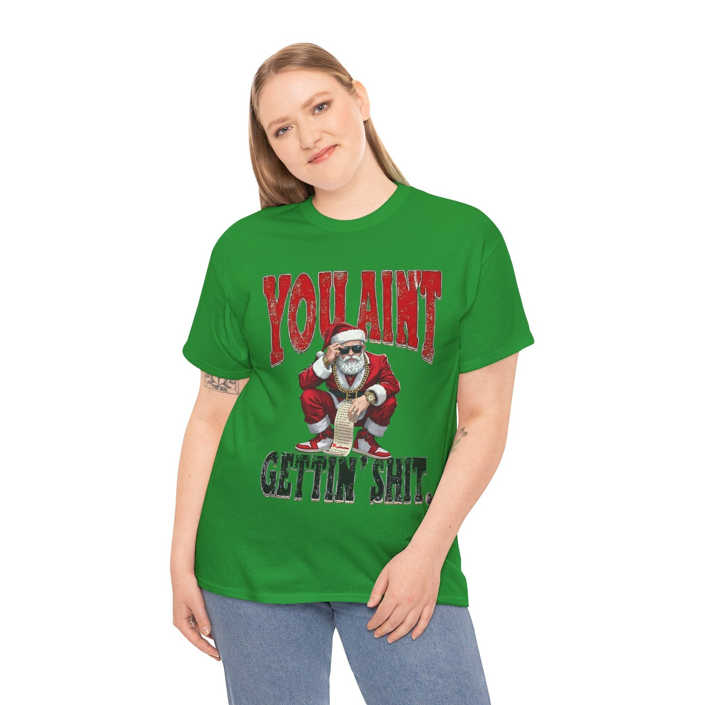 You Ain’t Gettin’ Sh*t Funny Christmas Tee | Hoodie | Sweatshirt • Cool Santa |Naughty List Custom Name • Unisex S–5XL🎄✨