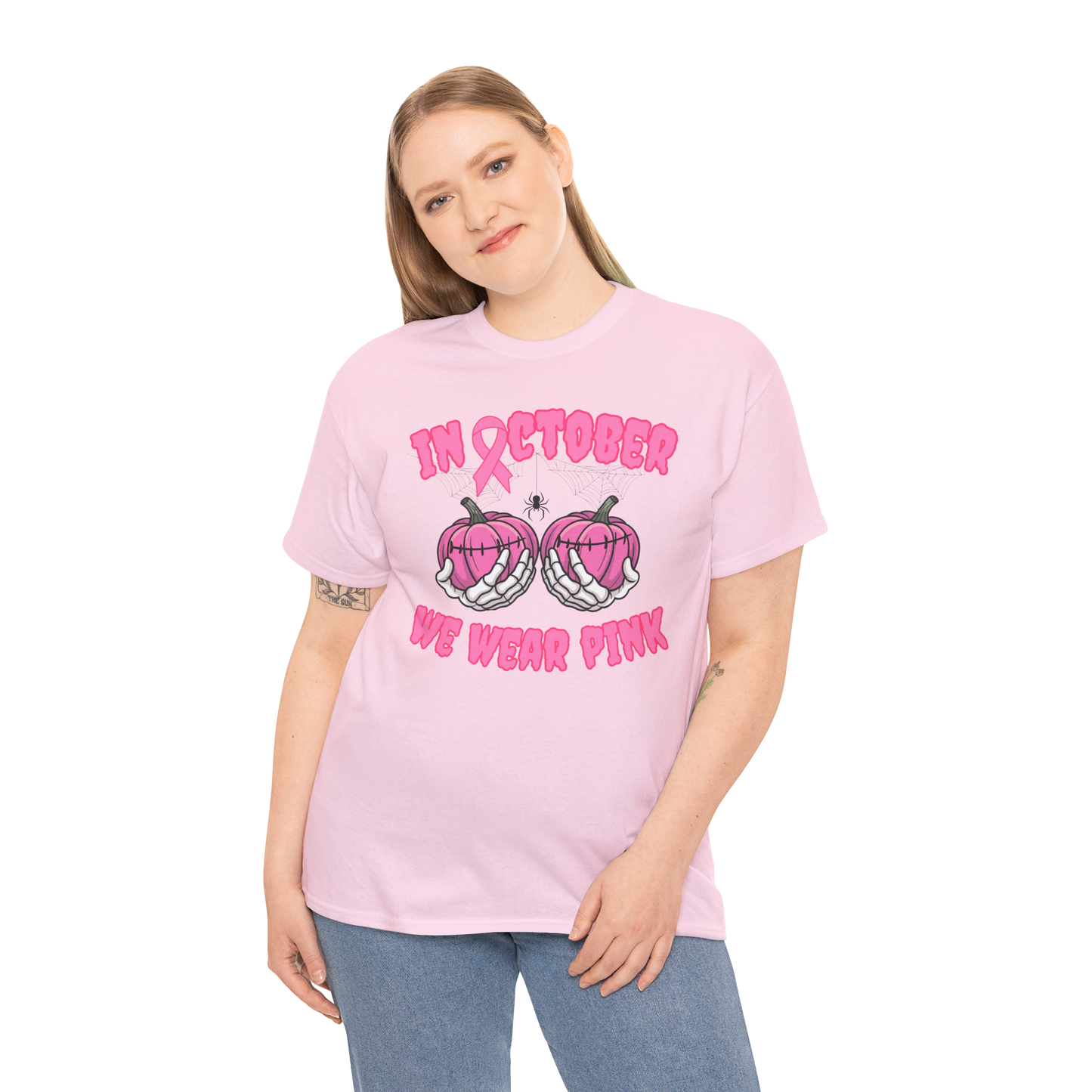 In October We Wear Pink Pumpkin Shirt | Breast Cancer Awareness Tee & Sweatshirt  | Breast Cancer Pink Ribbon Shirt
