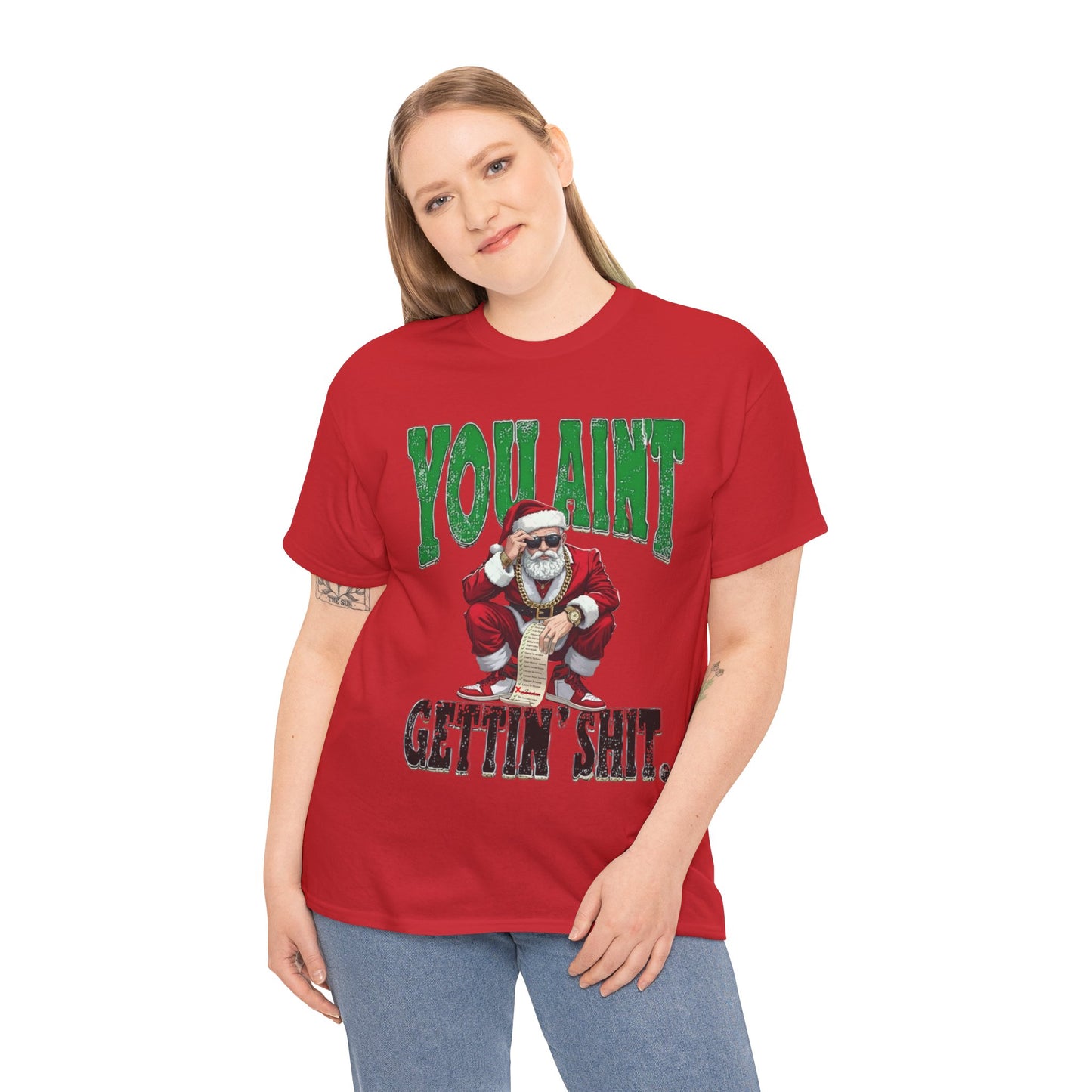 You Ain’t Gettin’ Sh*t Funny Christmas Tee | Hoodie | Sweatshirt • Cool Santa |Naughty List Custom Name • Unisex S–5XL🎄✨