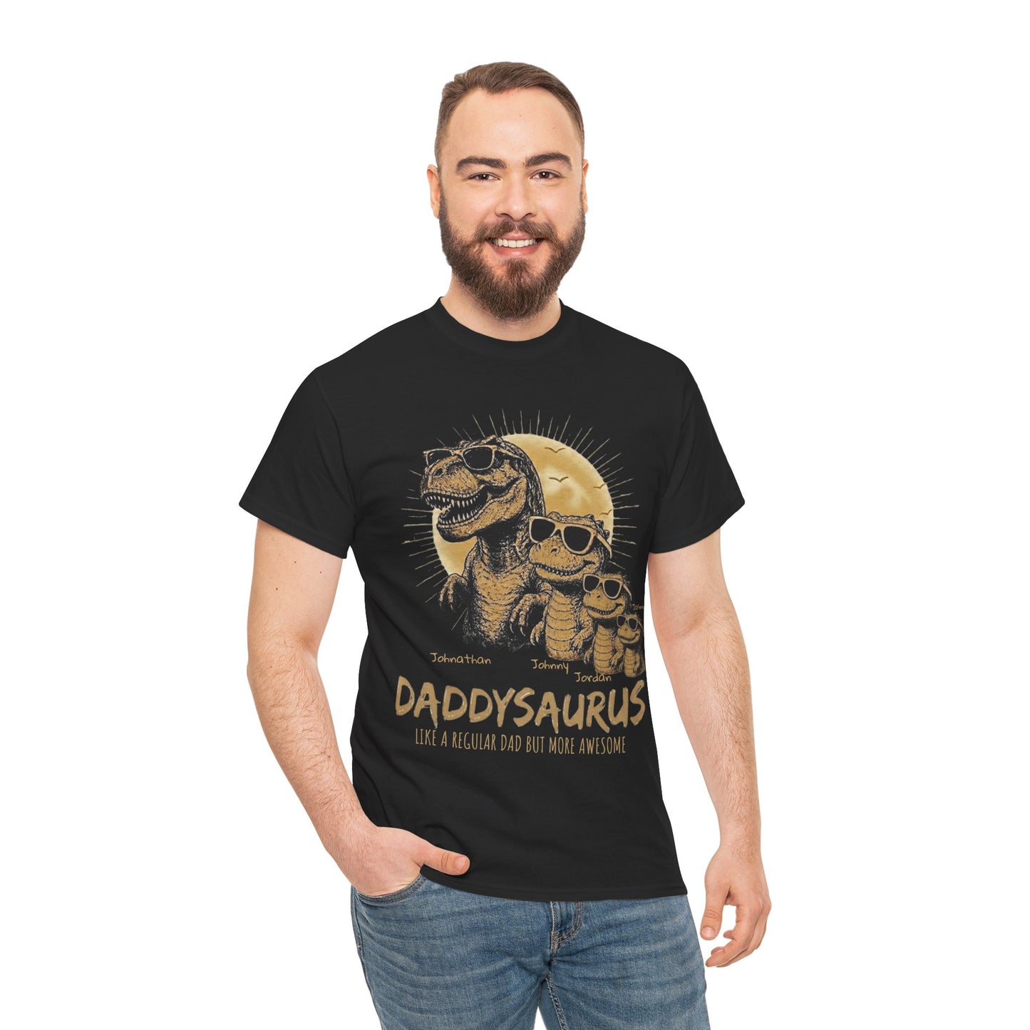 Personalized Daddysaurus Shirt | Custom Dinosaur Dad Tee | Father's Day Gift from Kids | Personalized Dad Shirt | Gildan® 5000