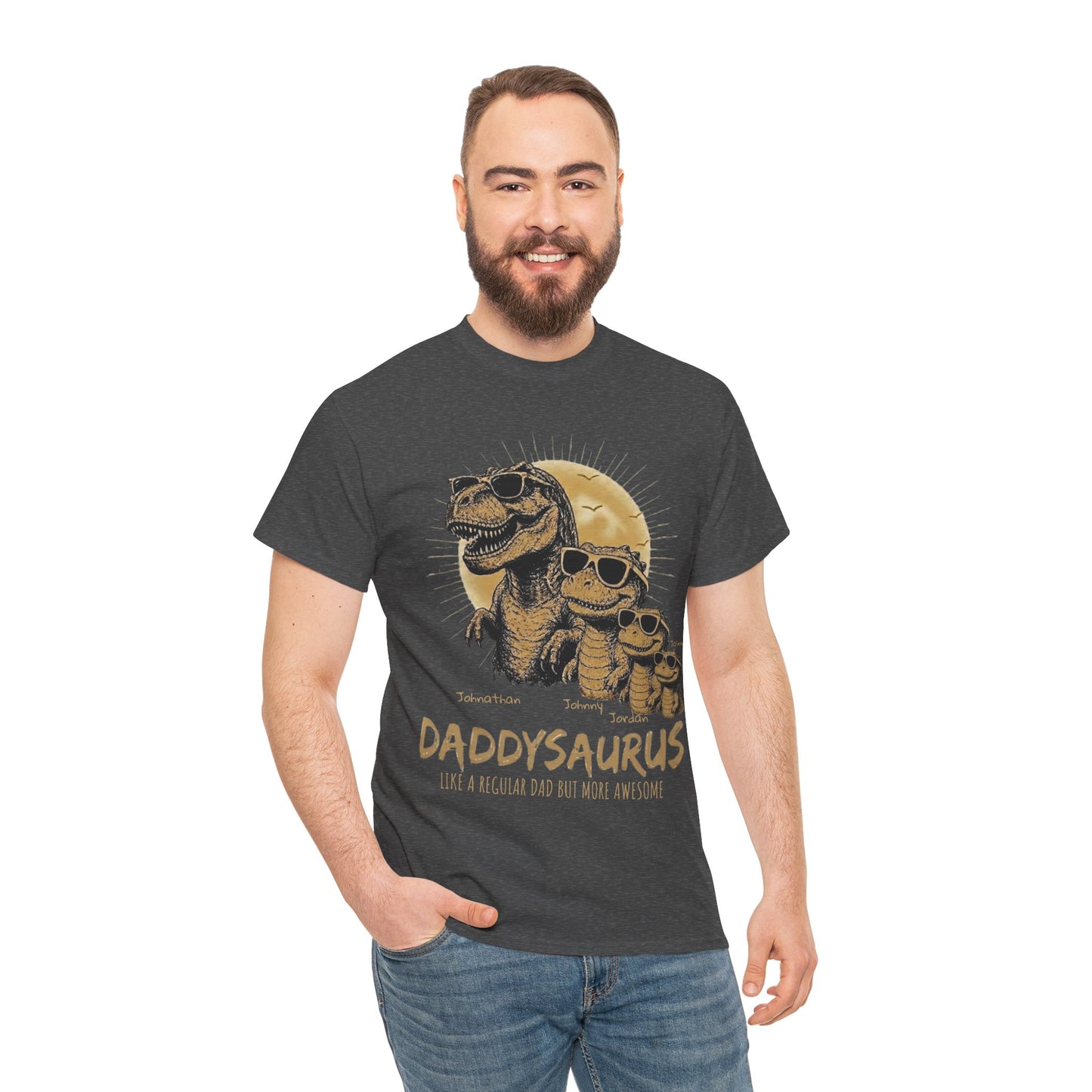 Personalized Daddysaurus Shirt | Custom Dinosaur Dad Tee | Father's Day Gift from Kids | Personalized Dad Shirt | Gildan® 5000