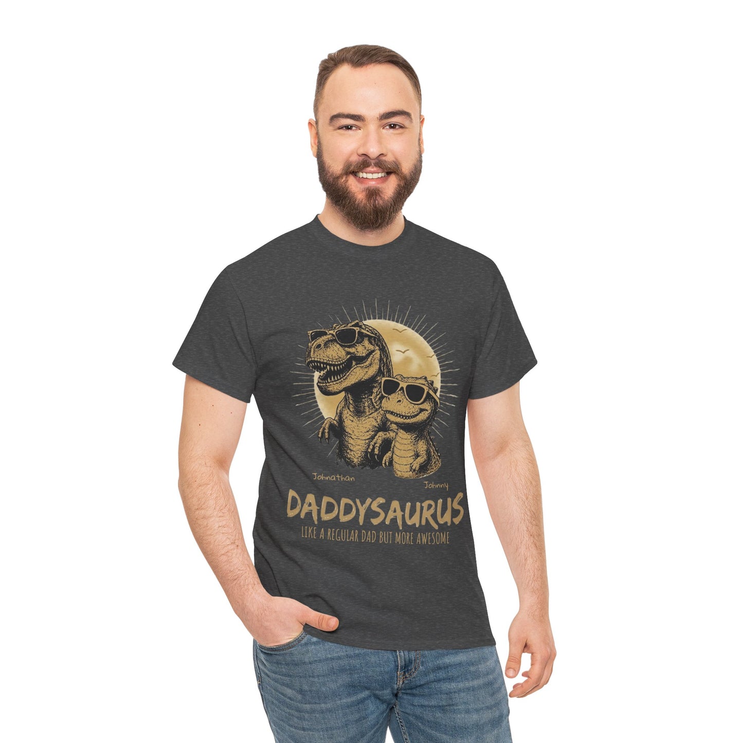 Personalized Daddysaurus Shirt | Custom Dinosaur Dad Tee | Father's Day Gift from Kids | Personalized Dad Shirt | Gildan® 5000