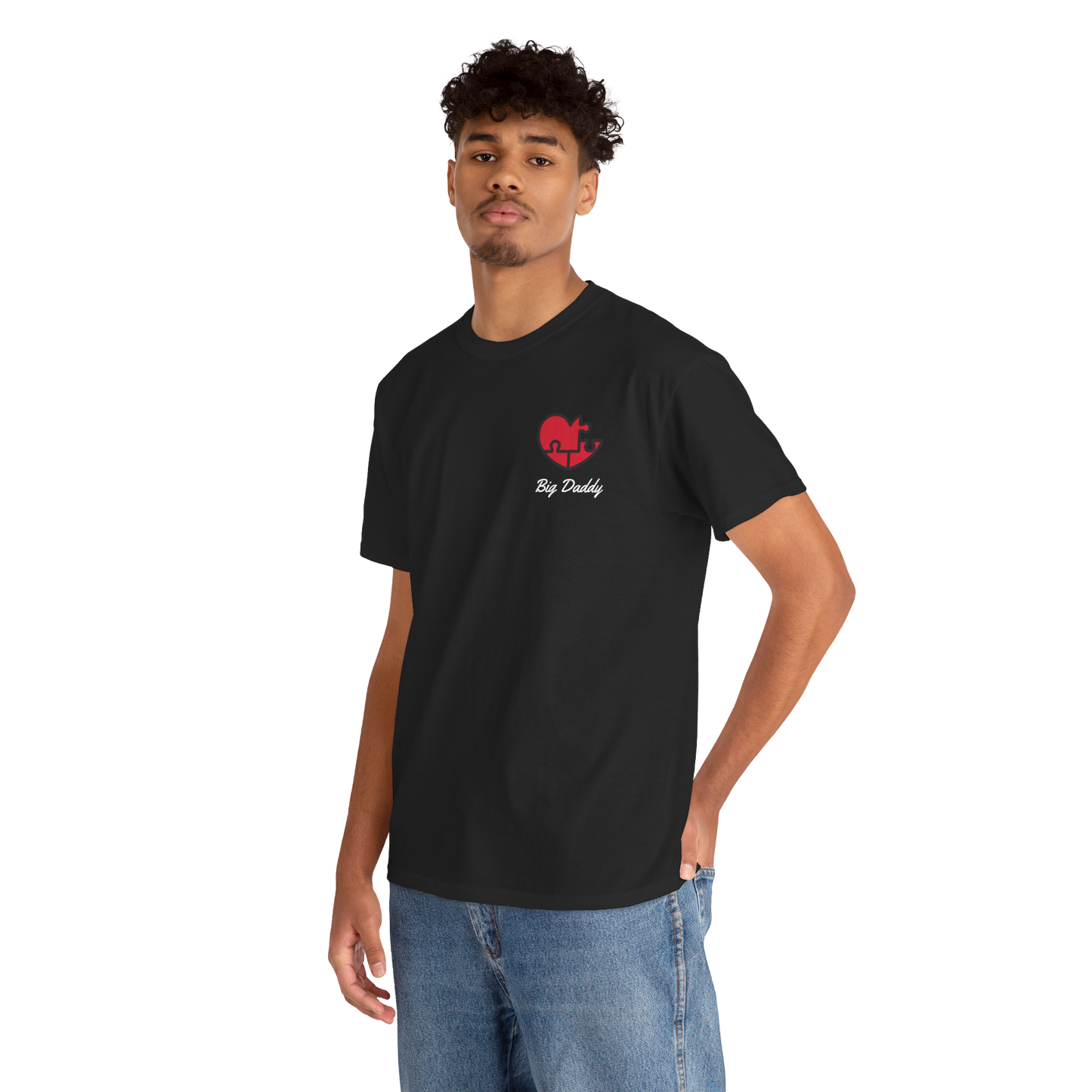 Puzzle Piece Heart Couples Shirt Set • Custom Matching T-Shirts • Personalized Name Tees • Unisex Black Gildan 5000 • Valentine’s, Anniversary Gift