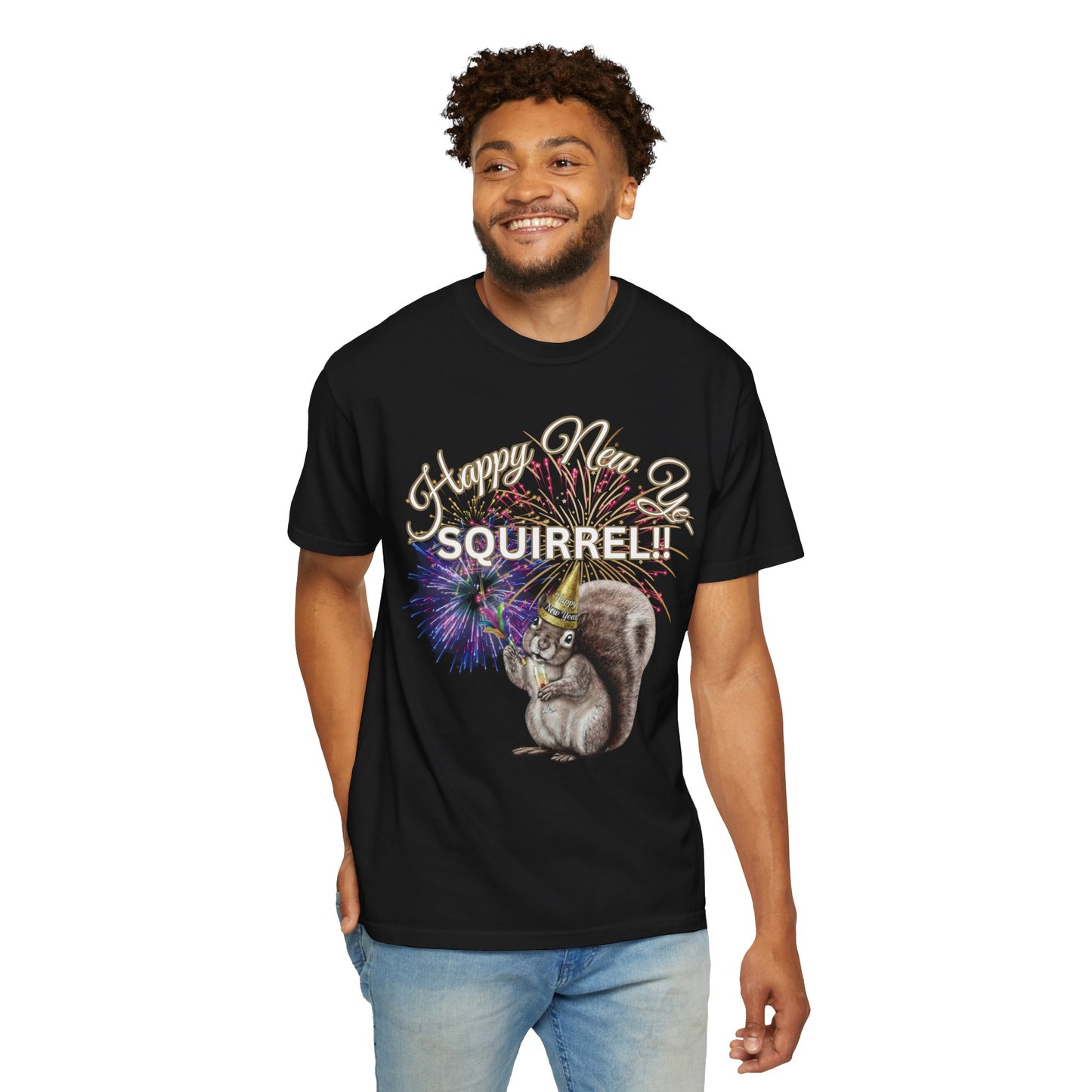 Happy New Year SQUIRREL Shirt Funny Distraction Tee Cute Squirrel New Years Eve Shirt Animal Lover Gift Festive Comfort Colors T Shirt