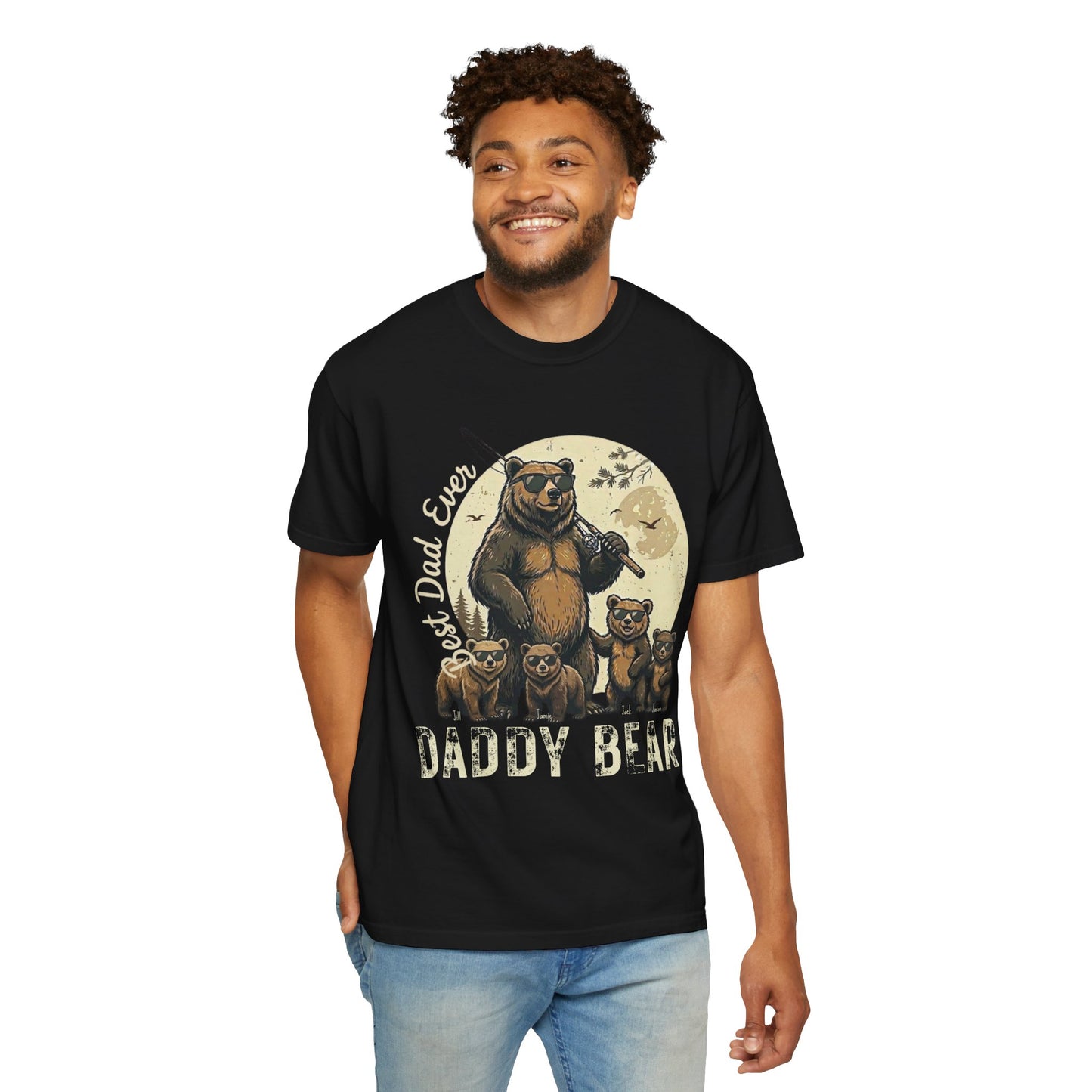 Personalized Daddy Bear Shirt | Custom Dad Bear Tee with Kids Names | Father's Day Gift for Dad | Comfort Colors® 1717