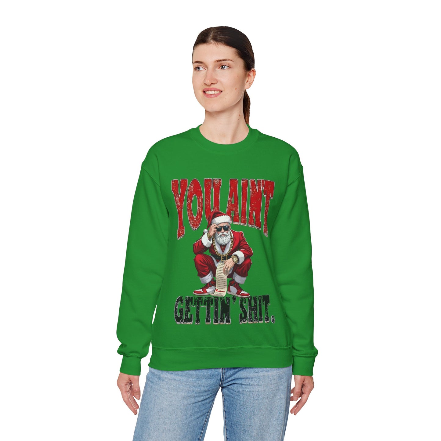 You Ain’t Gettin’ Sh*t Funny Christmas Tee | Hoodie | Sweatshirt • Cool Santa |Naughty List Custom Name • Unisex S–5XL🎄✨