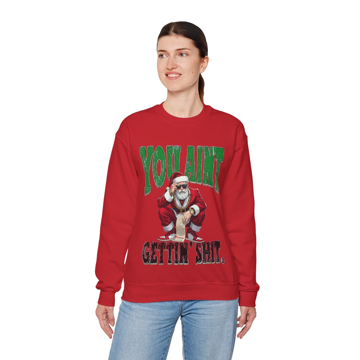You Ain’t Gettin’ Sh*t Funny Christmas Tee | Hoodie | Sweatshirt • Cool Santa |Naughty List Custom Name • Unisex S–5XL🎄✨