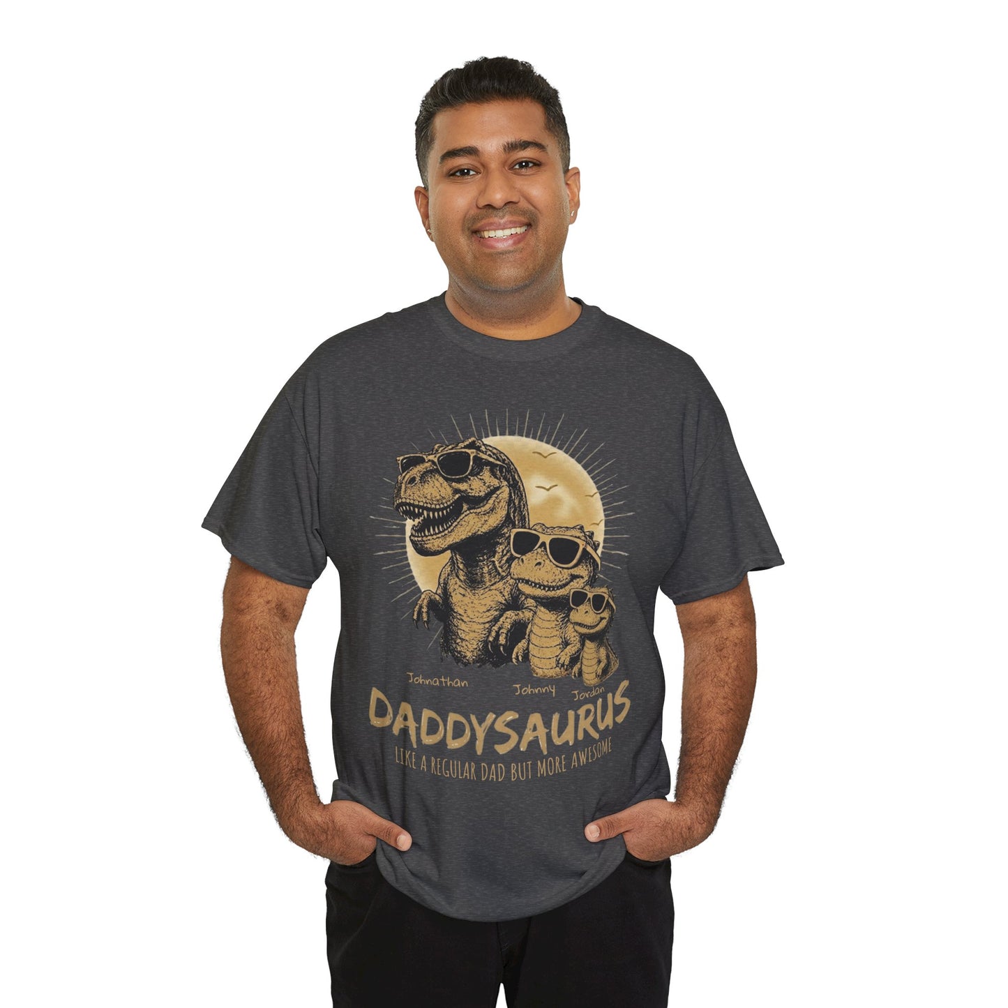 Personalized Daddysaurus Shirt | Custom Dinosaur Dad Tee | Father's Day Gift from Kids | Personalized Dad Shirt | Gildan® 5000