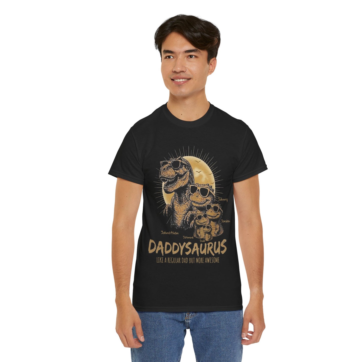 Personalized Daddysaurus Shirt | Custom Dinosaur Dad Tee | Father's Day Gift from Kids | Personalized Dad Shirt | Gildan® 5000