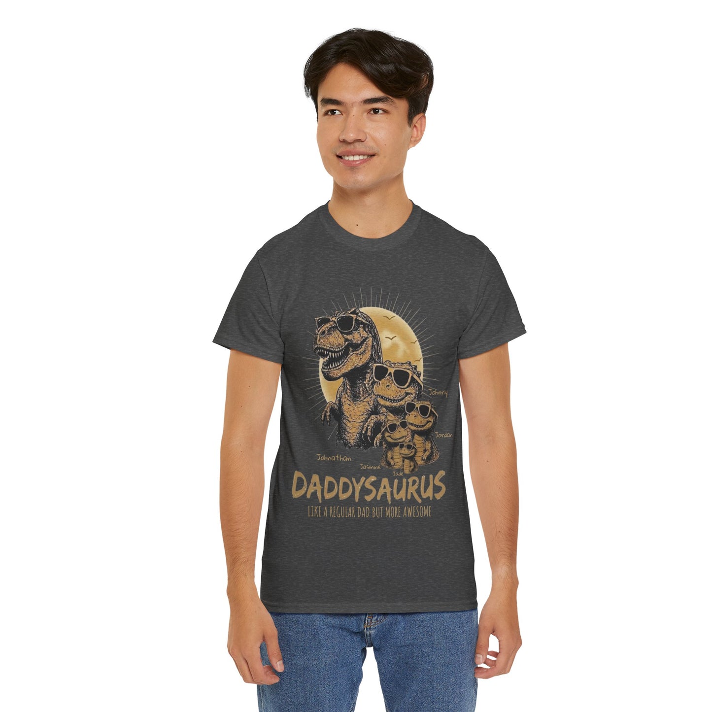 Personalized Daddysaurus Shirt | Custom Dinosaur Dad Tee | Father's Day Gift from Kids | Personalized Dad Shirt | Gildan® 5000
