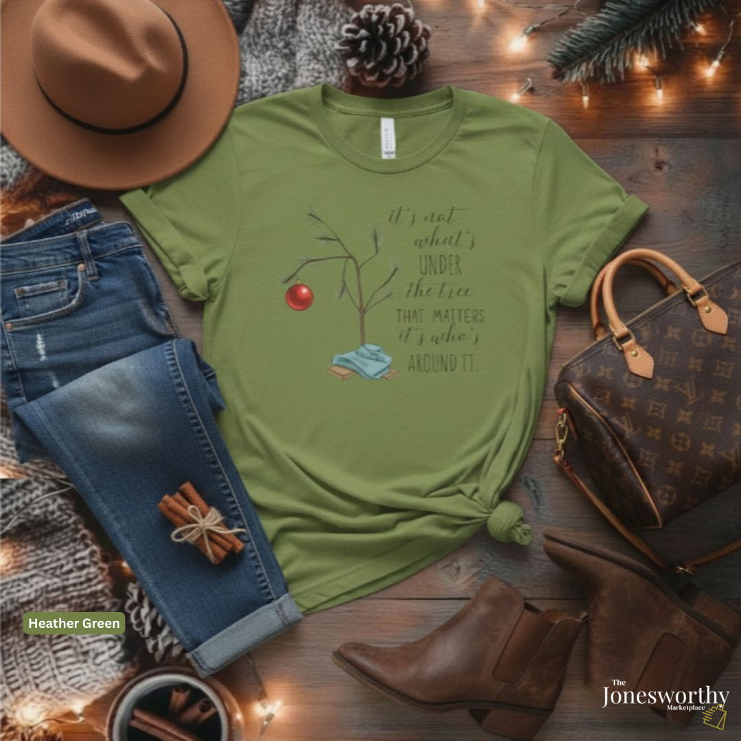 It’s Not What’s Under the Tree Christmas Unisex Jersey Short Sleeve Tee | Minimalist Tree Holiday Tee
