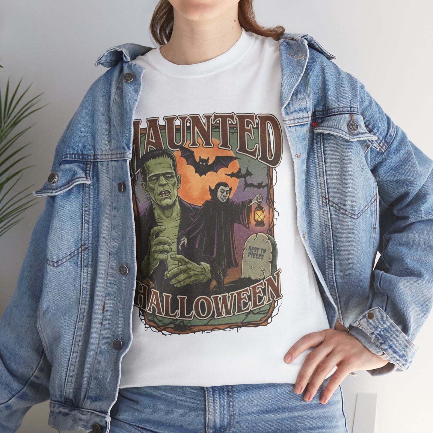 Vintage Haunted Halloween Graphic Tee or Sweatshirt | Retro Frankenstein & Dracula Fall Shirt