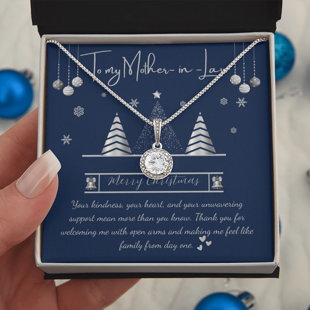 To My Mother-in-Law Christmas Necklace – Eternal Hope Pendant with Message Card – Elegant Holiday Gift for Mother-in-Law – Luxury LED Box Option 🎄✨