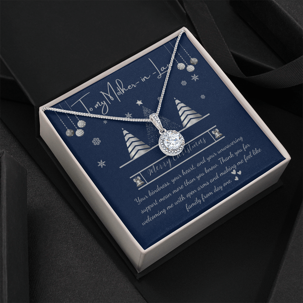 To My Mother-in-Law Christmas Necklace – Eternal Hope Pendant with Message Card – Elegant Holiday Gift for Mother-in-Law – Luxury LED Box Option 🎄✨