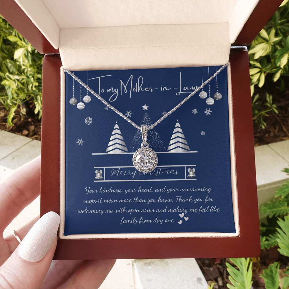 To My Mother-in-Law Christmas Necklace – Eternal Hope Pendant with Message Card – Elegant Holiday Gift for Mother-in-Law – Luxury LED Box Option 🎄✨