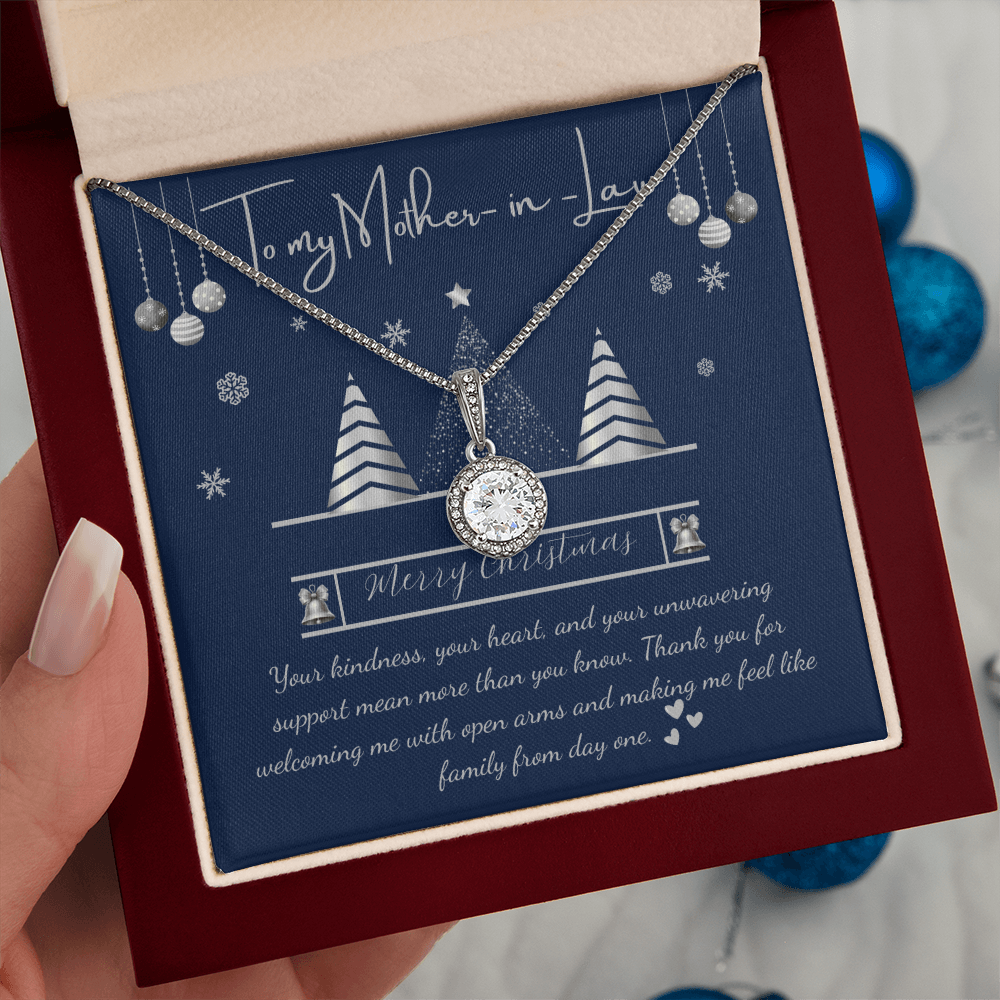 To My Mother-in-Law Christmas Necklace – Eternal Hope Pendant with Message Card – Elegant Holiday Gift for Mother-in-Law – Luxury LED Box Option 🎄✨