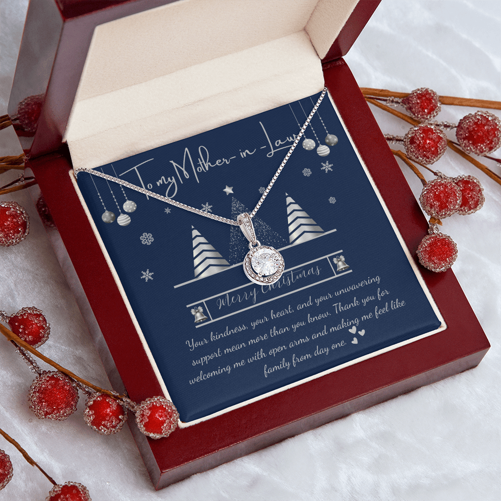 To My Mother-in-Law Christmas Necklace – Eternal Hope Pendant with Message Card – Elegant Holiday Gift for Mother-in-Law – Luxury LED Box Option 🎄✨