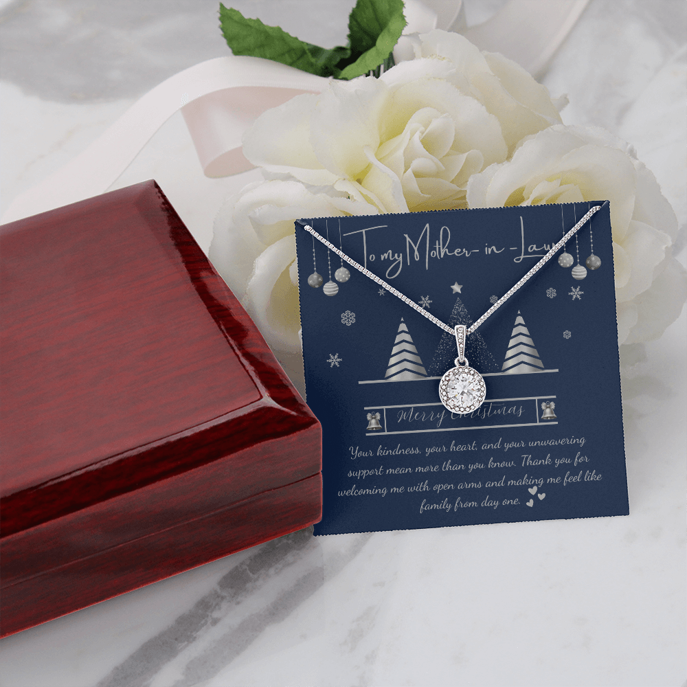 To My Mother-in-Law Christmas Necklace – Eternal Hope Pendant with Message Card – Elegant Holiday Gift for Mother-in-Law – Luxury LED Box Option 🎄✨