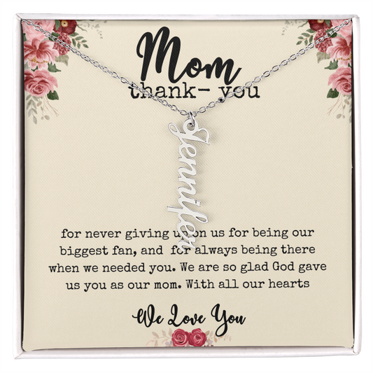 💖 “Names Close to Her Heart” – Vertical Bar Name Necklace for Mom