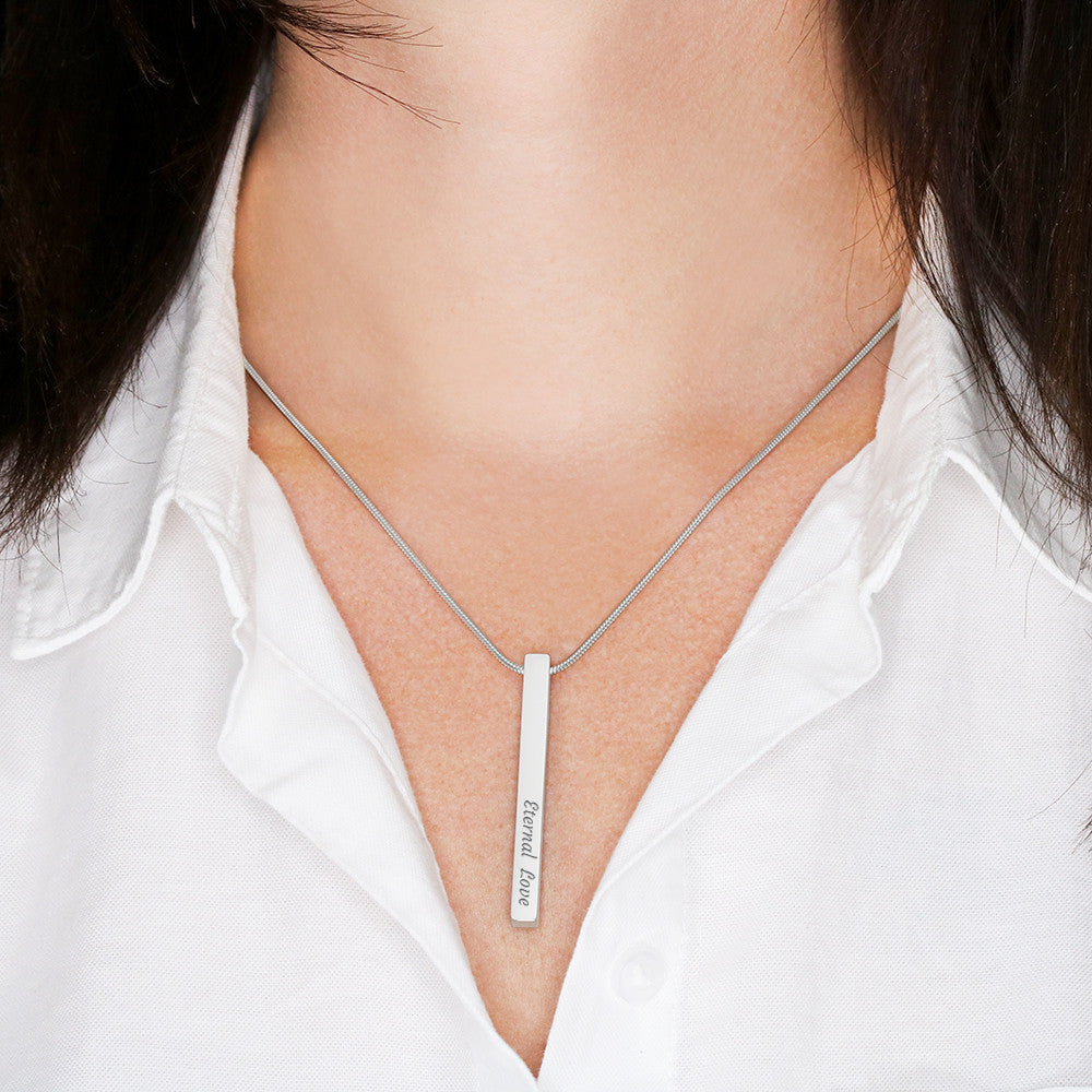 Engraved 4-Sided Minimalist Stick Necklace  |  Custom Bookmark | Personalized Bar Pendant  Gift for Readers with Emerson Quote Card |