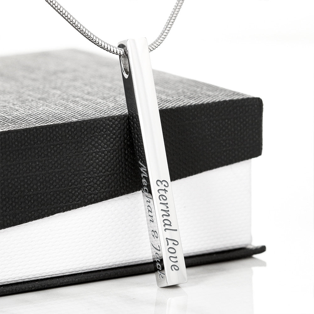 Engraved 4-Sided Minimalist Stick Necklace  |  Custom Bookmark | Personalized Bar Pendant  Gift for Readers with Emerson Quote Card |