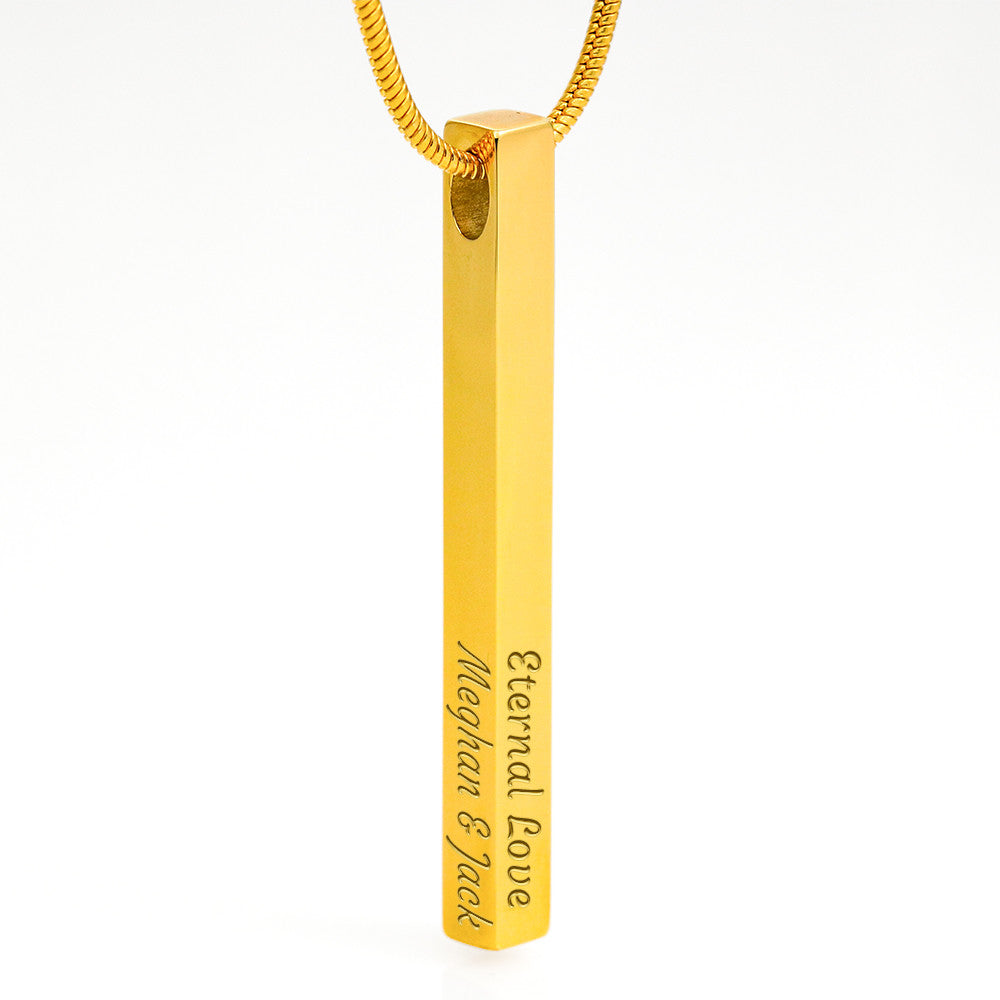 Engraved 4-Sided Minimalist Stick Necklace  |  Custom Bookmark | Personalized Bar Pendant  Gift for Readers with Emerson Quote Card |