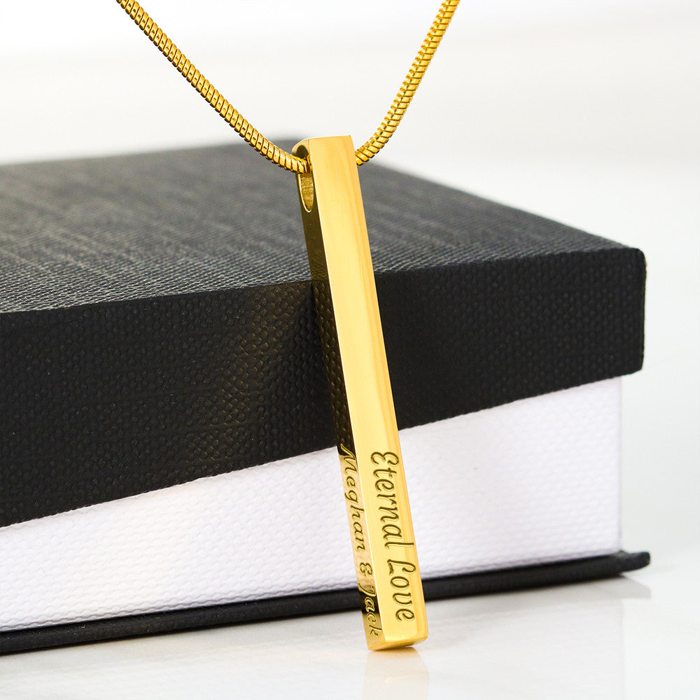 Engraved 4-Sided Minimalist Stick Necklace  |  Custom Bookmark | Personalized Bar Pendant  Gift for Readers with Emerson Quote Card |