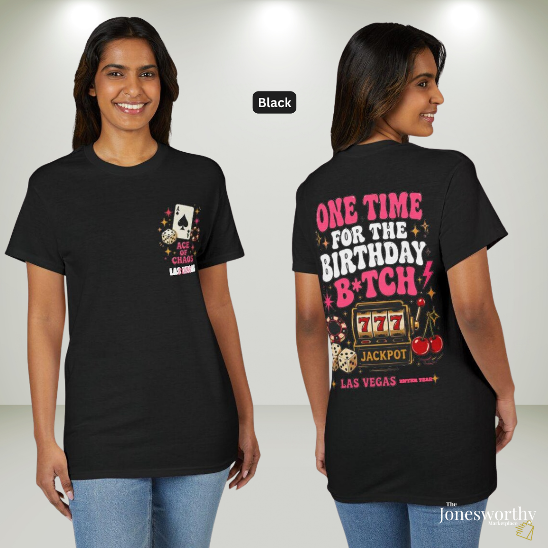 👑🎰♠️ Las Vegas Birthday Collection | Queen Birthday Trip Shirts | Personalized Year | Gildan® 8000 DryBlend® Unisex T-Shirt
