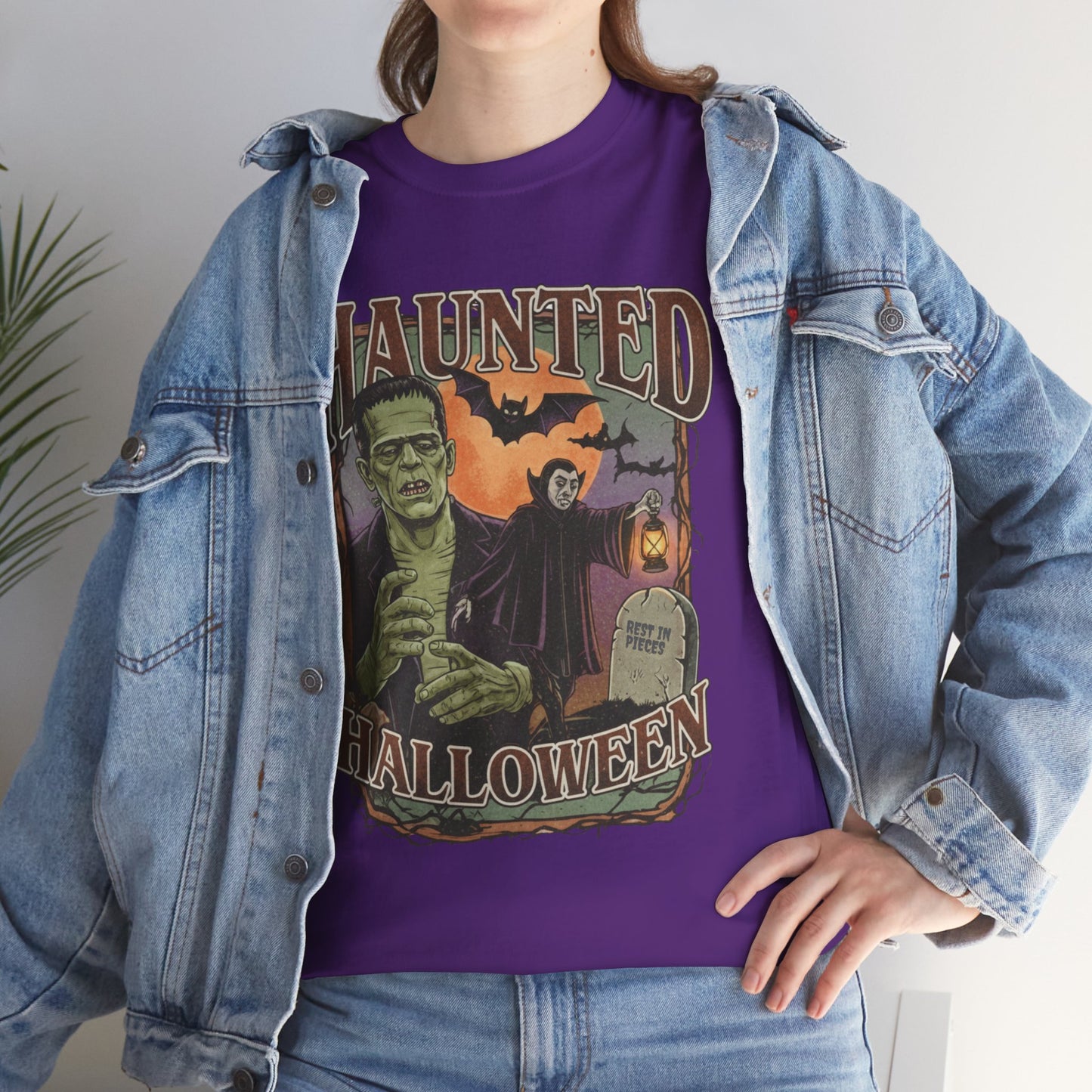 Vintage Haunted Halloween Graphic Tee or Sweatshirt | Retro Frankenstein & Dracula Fall Shirt