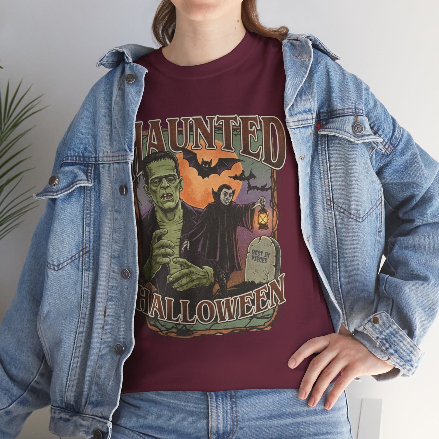 Vintage Haunted Halloween Graphic Tee or Sweatshirt | Retro Frankenstein & Dracula Fall Shirt