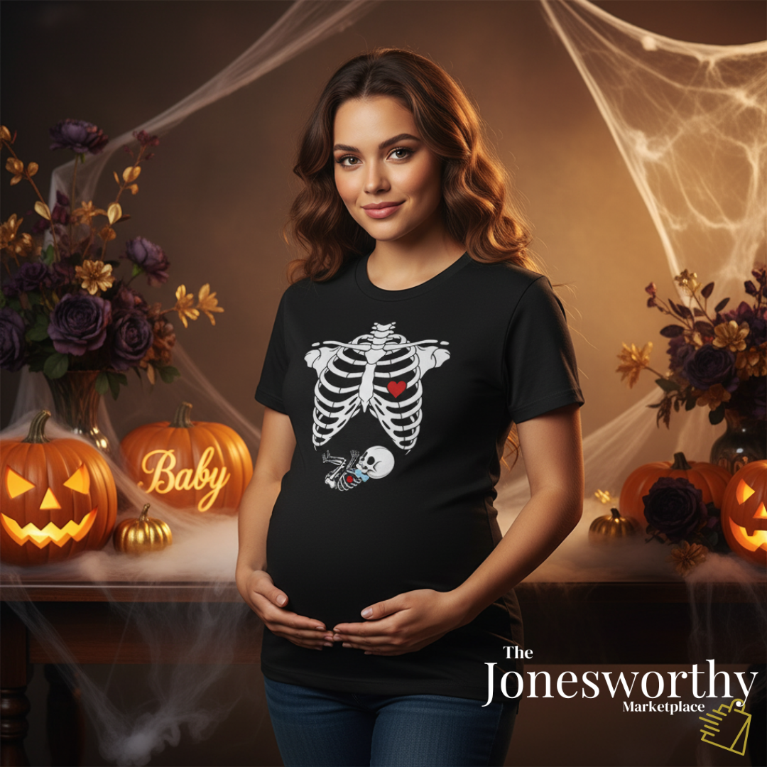 Funny Halloween Pregnancy Couple T-shirt | Pregnancy Announcement | Gender Reveal Mom & Dad Shirts | Baby Skeleton, It's A Girl, Boy or Twins