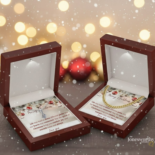 Christmas Necklace or Cuban Link Chain – Universal Holiday Jewelry for Him or Her | Yellow & White Gold Options | LED Gift Box Upgrade