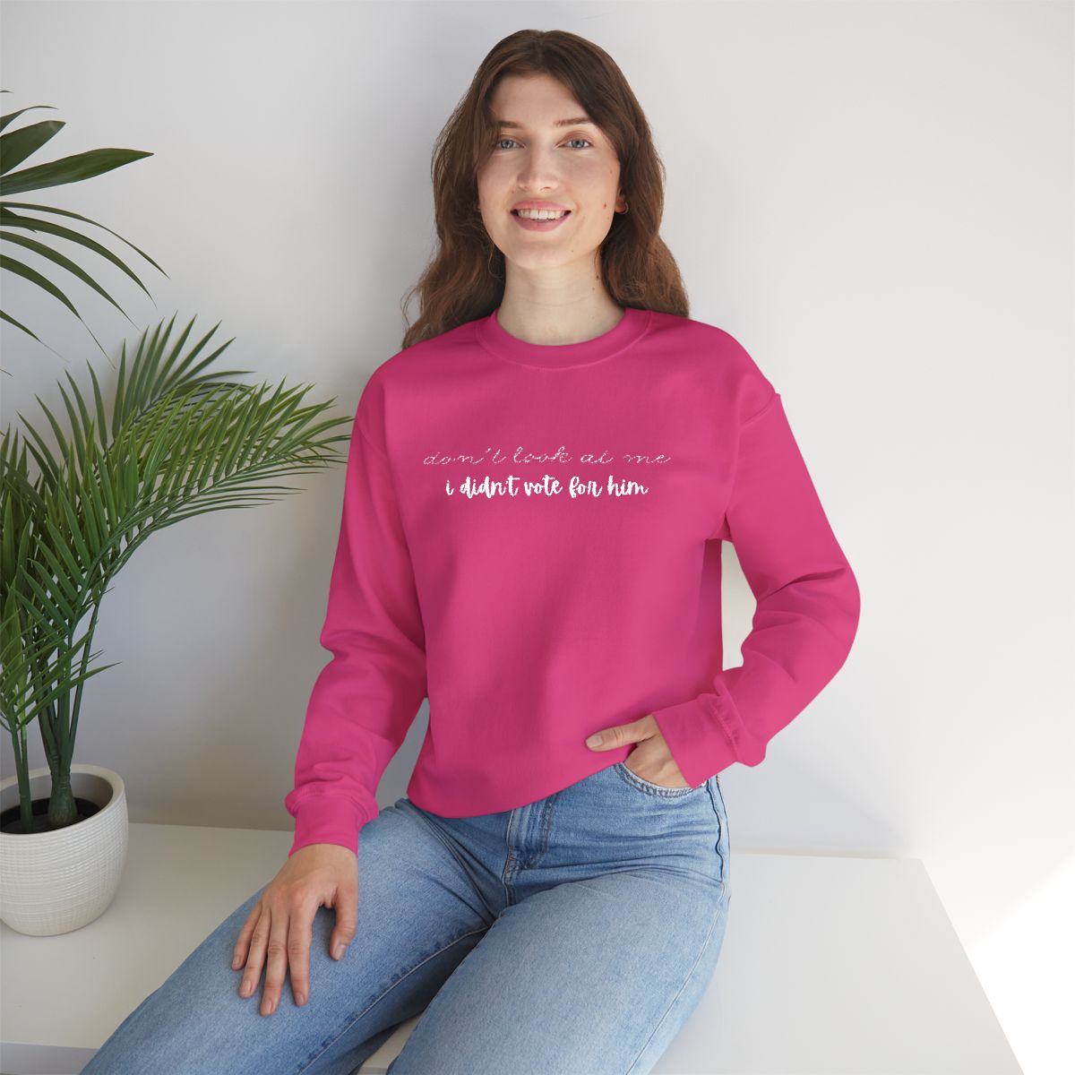 Don't Look at Me I Didn't Vote for Him | Unisex Embroidered Crewneck Sweatshirt | Political Humor Gift | Patriotic Statement Apparel