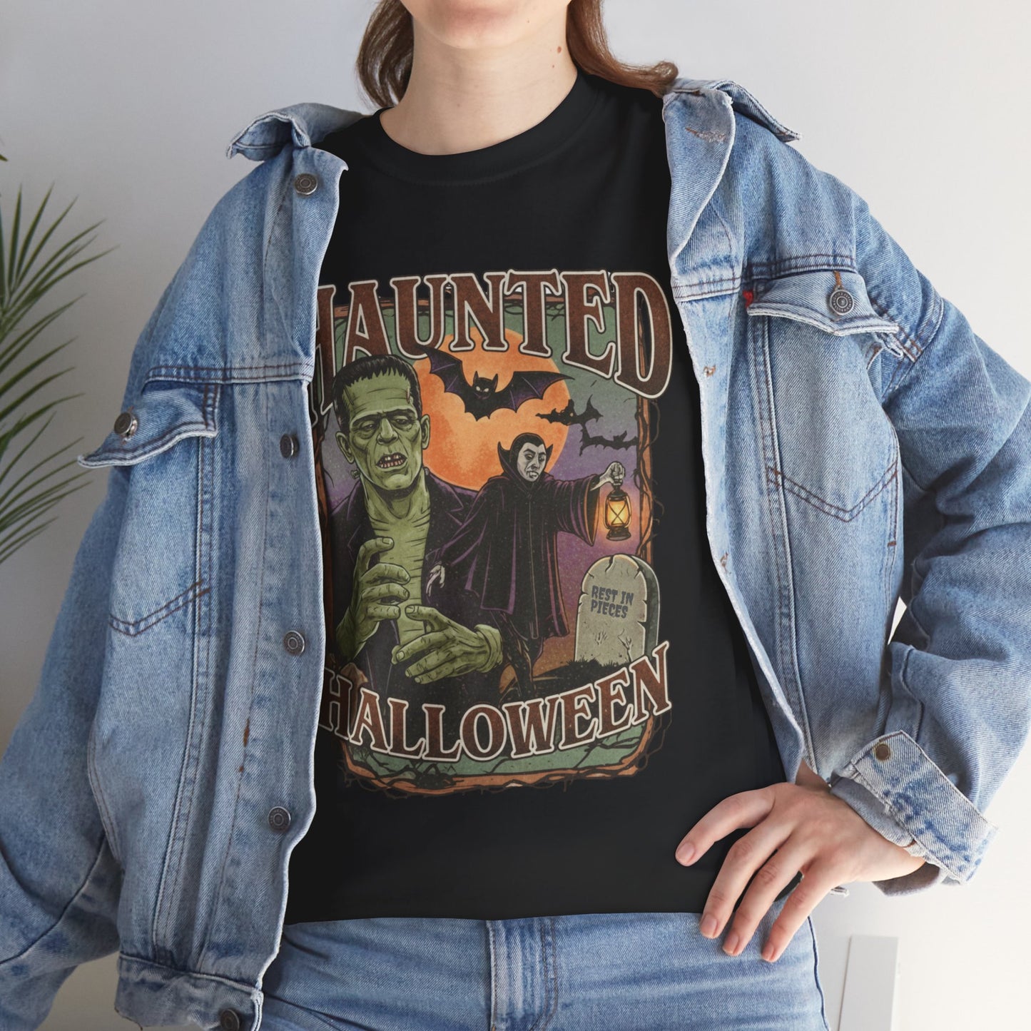 Vintage Haunted Halloween Graphic Tee or Sweatshirt | Retro Frankenstein & Dracula Fall Shirt