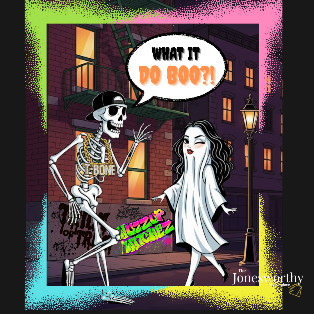 Funny Halloween Graphic Tee | Retro Hip-Hop Skeleton & Ghost |  What it Do BOO?! | Graffiti Unisex Heavy Cotton Shirt