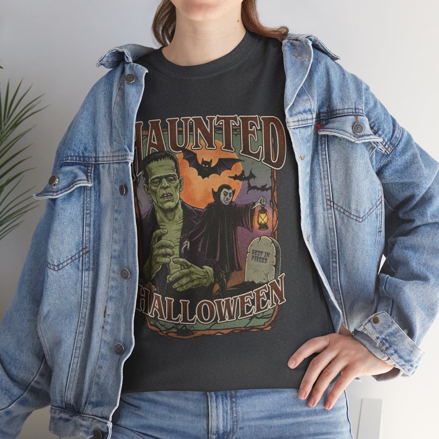 Vintage Haunted Halloween Graphic Tee or Sweatshirt | Retro Frankenstein & Dracula Fall Shirt