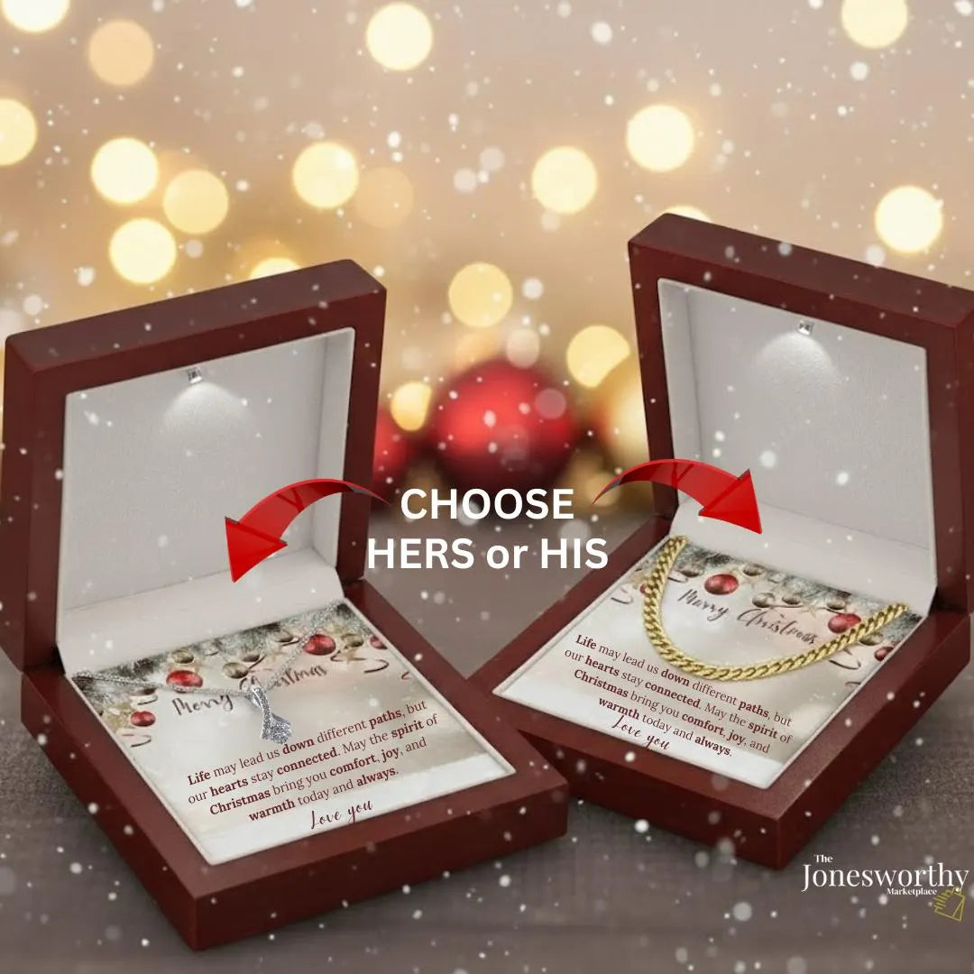 Christmas Necklace or Cuban Link Chain – Universal Holiday Jewelry for Him or Her | Yellow & White Gold Options | LED Gift Box Upgrade