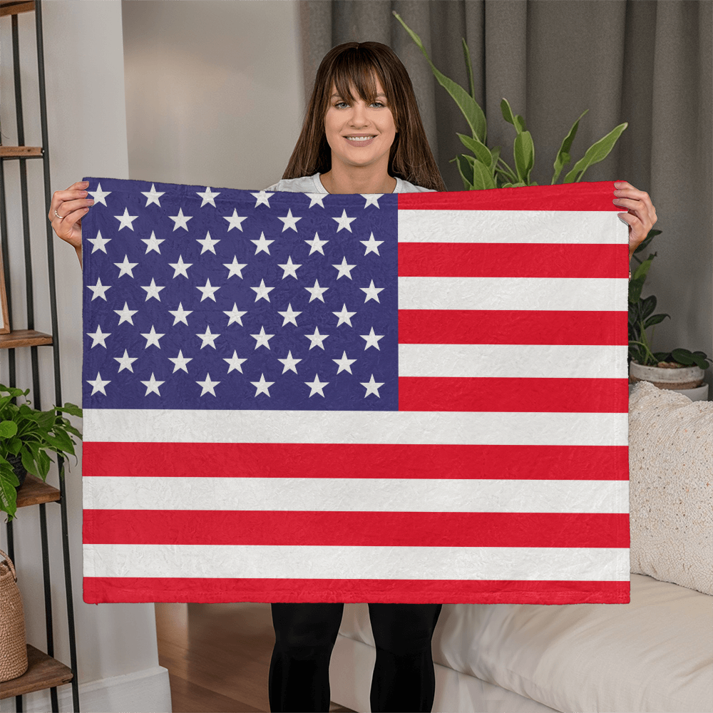 USA American Flag Mink Touch Luxury Fleece Blanket | Red White & Blue Patriotic Throw
