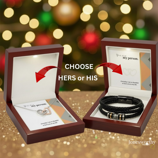 My Person Minimalist Universal Appreciation Gift for Him or Her | Interlocking Hearts Necklace or Love You Forever Bracelet