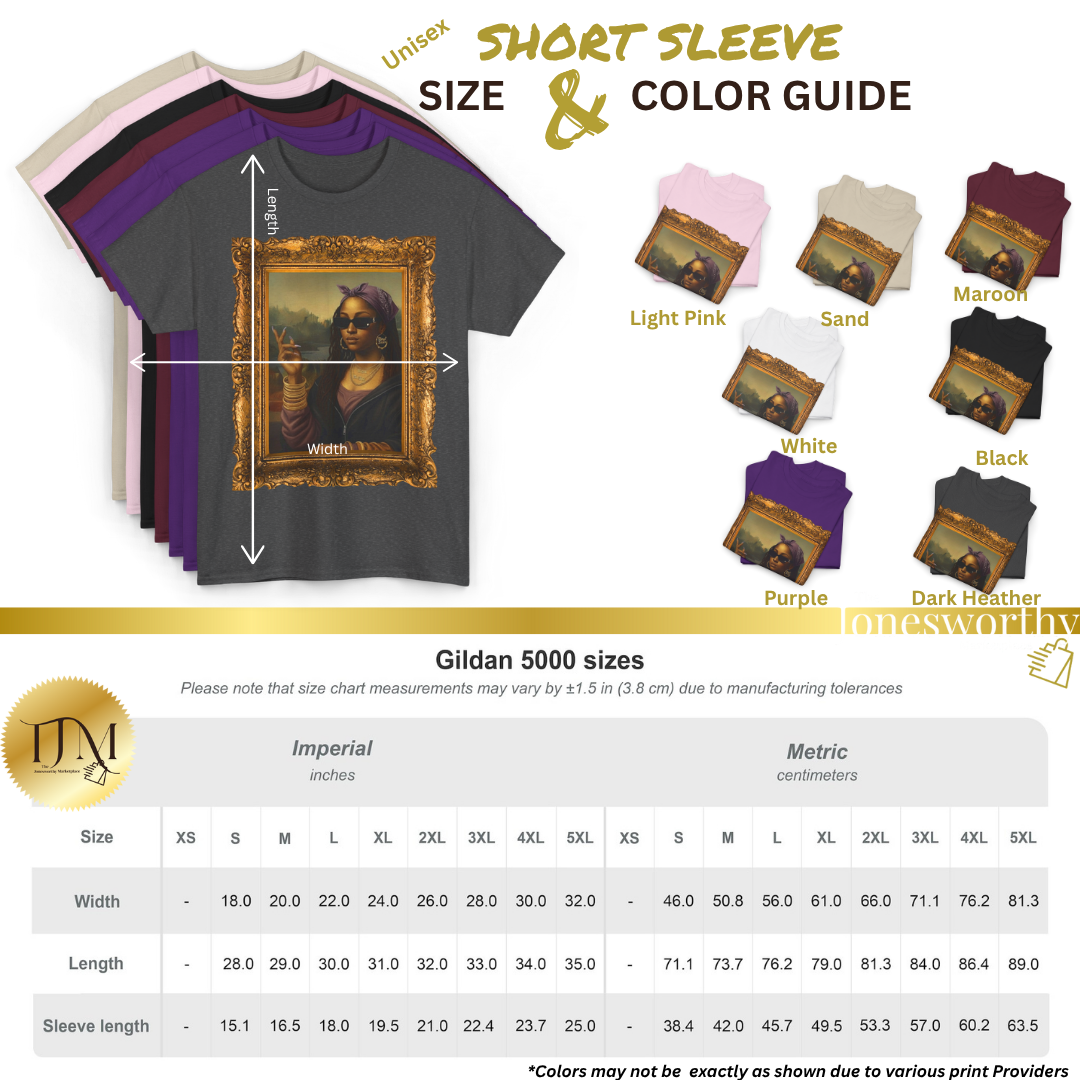 Monét Leisha Black Mona Lisa Hoodie, Sweatshirt & T-Shirt| Modern African American Art Streetwear | Vintage Gold Frame Design