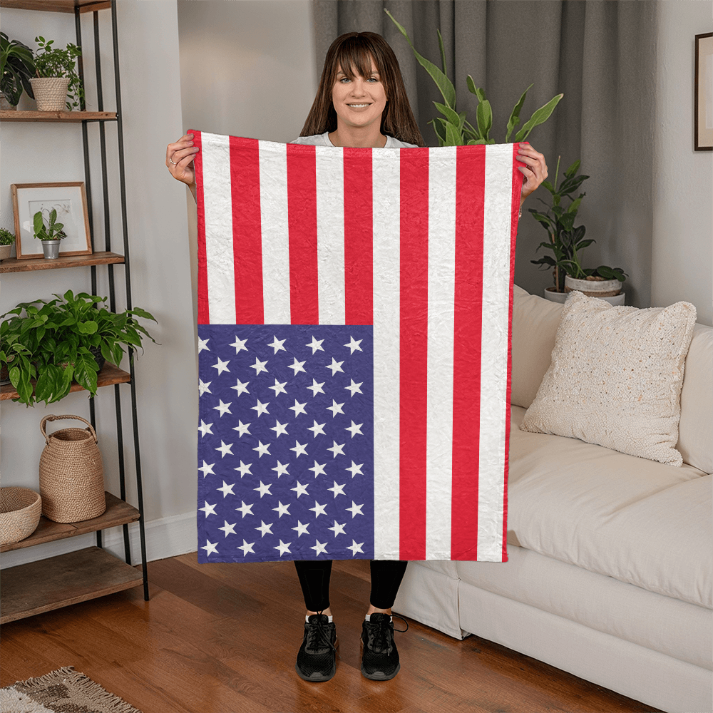 USA American Flag Mink Touch Luxury Fleece Blanket | Red White & Blue Patriotic Throw